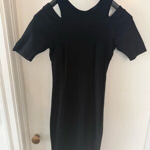 French Connection Black Mini Dress with Cut-Out Shoulders